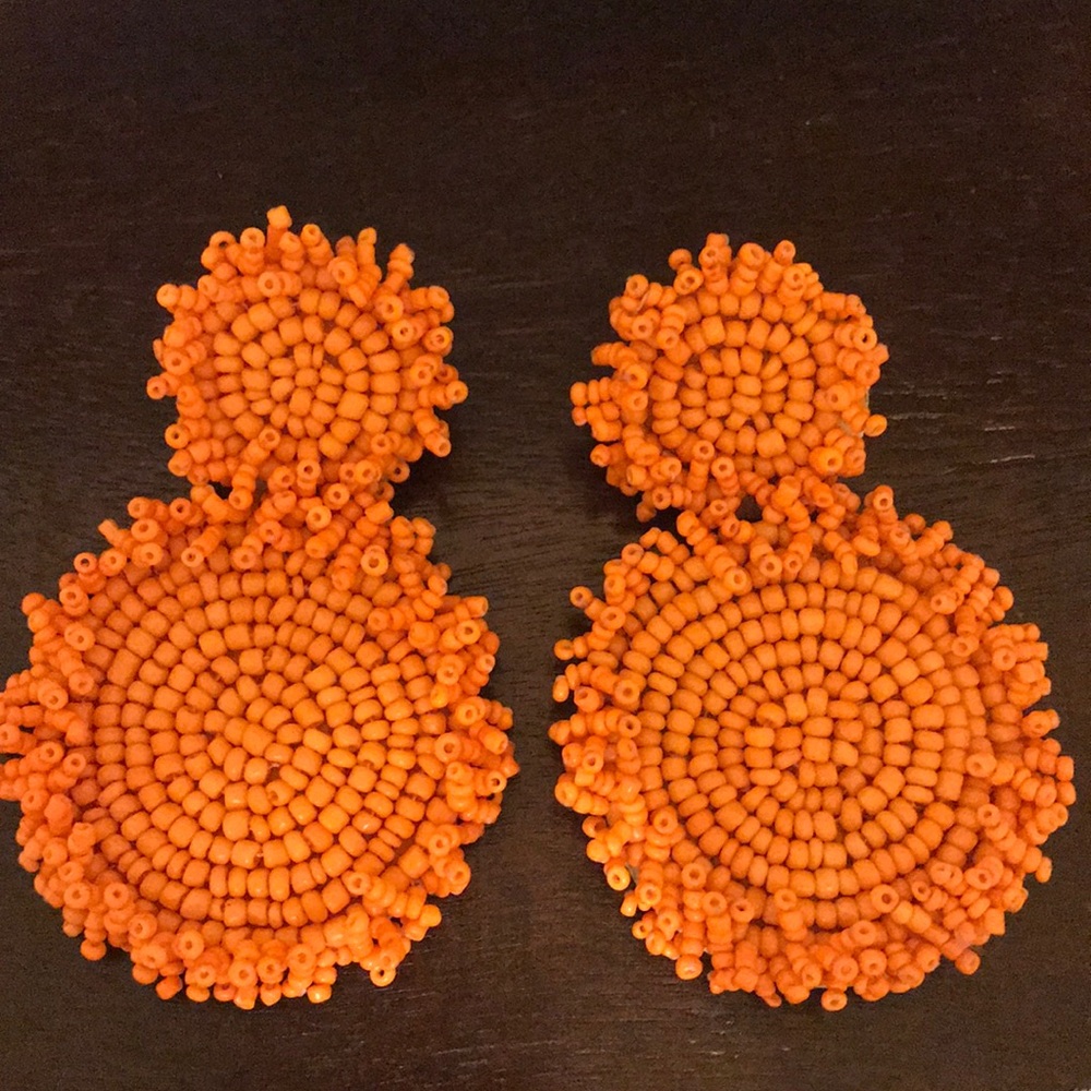 Big orange beaded earrings